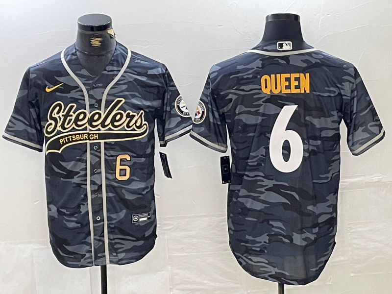 Men Pittsburgh Steelers 6 Queen Camo Joint Name 2024 Nike Limited NFL Jersey style 2